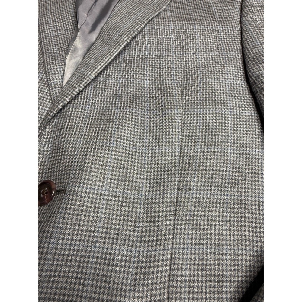 LAUREN Ralph Lauren Mens Blazer Sport Coat 38S Gray Blue Houndstooth Wool‎ Silk - Picture 3 of 12